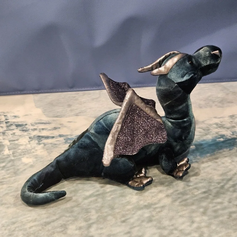 Douglas Dragon Plush Teal Green Silver Wings Fantasy Stuffed Animal 12